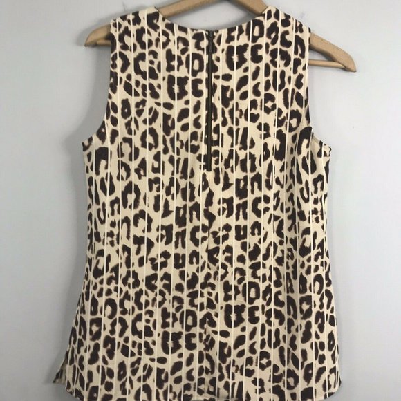 CAbi Leopard Print Sleeveless Top Blouse Striped Cutout Bow size XS - Picture 4 of 5